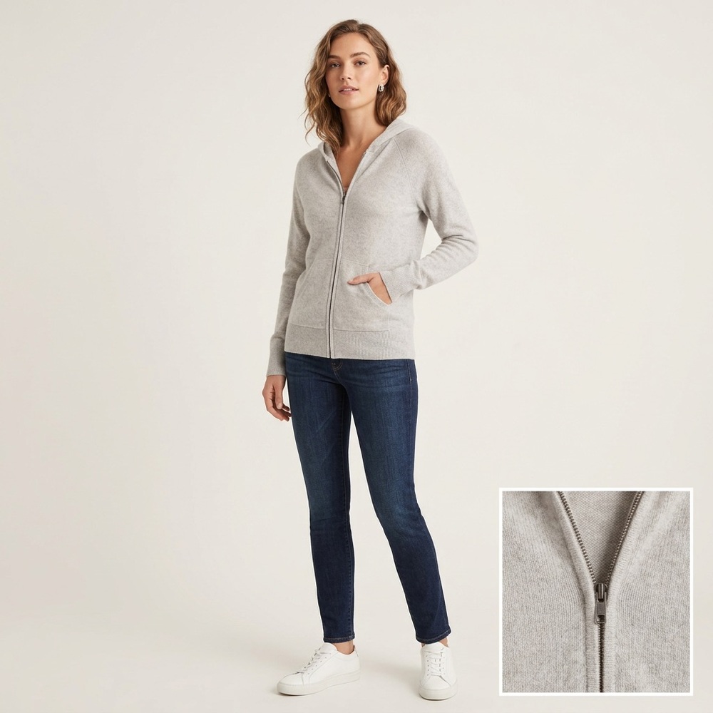 Saks Fifth Avenue Heather Gray Cashmere Hoodie